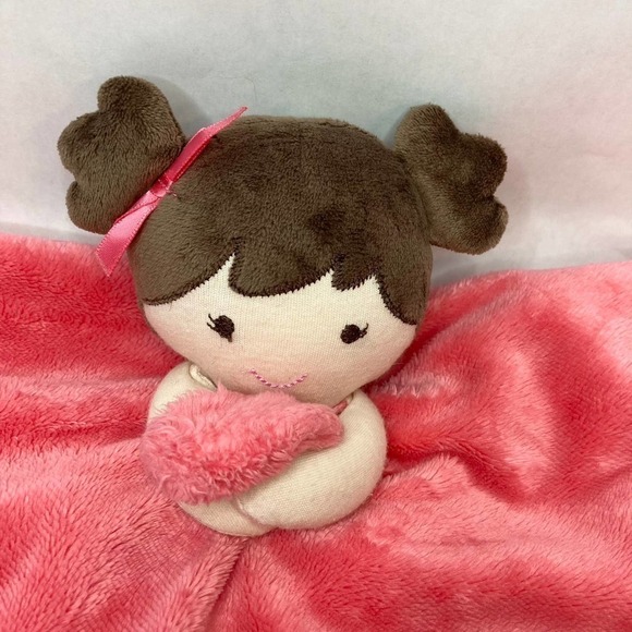 carter's Little Girl Pink Lovey Rattle Security Blanket Ruffle Satin Lined 14" - Picture 4 of 17